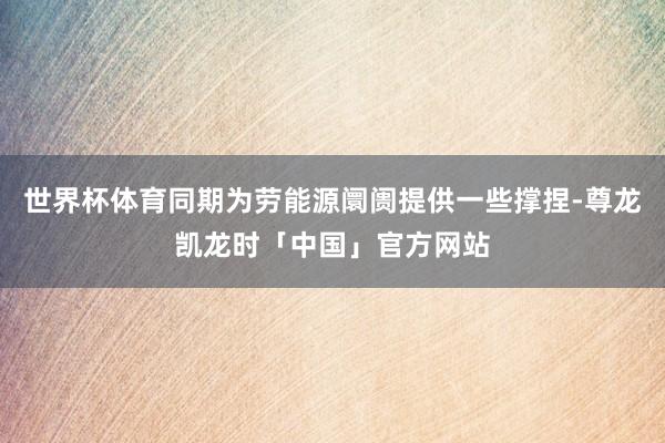 世界杯体育同期为劳能源阛阓提供一些撑捏-尊龙凯龙时「中国」官方网站